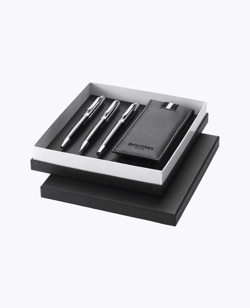 Balmain Ballpoint Pen, Rollerball Pen, Mechanical Pencil & Pen Pouch Gift Set