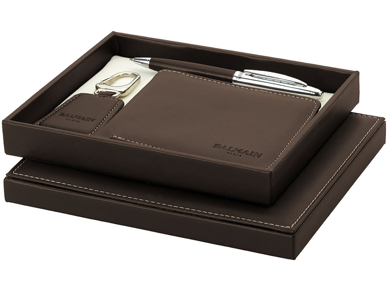 Balmain Ballpoint Pen, Wallet & Keychain Gift Set