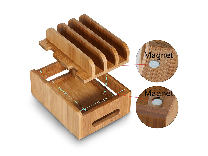 Bamboo Universal Multi Device Cord Organizer Stand