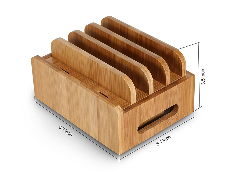 Bamboo Universal Multi Device Cord Organizer Stand