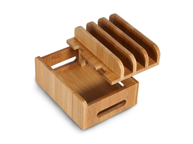 Bamboo Universal Multi Device Cord Organizer Stand