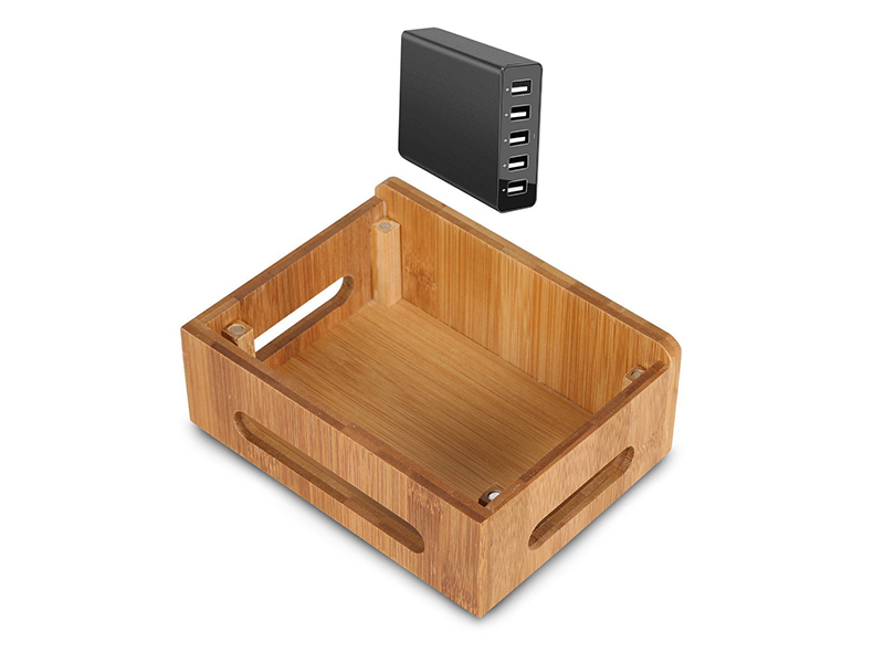 Bamboo Universal Multi Device Cord Organizer Stand